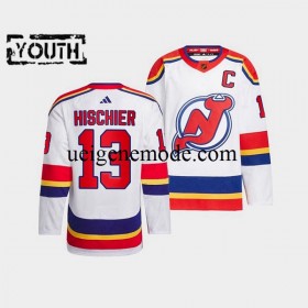 Kinder New Jersey Devils Eishockey Trikot Nico Hischier 13 Adidas 2022-2023 Reverse Retro Weiß Authentic